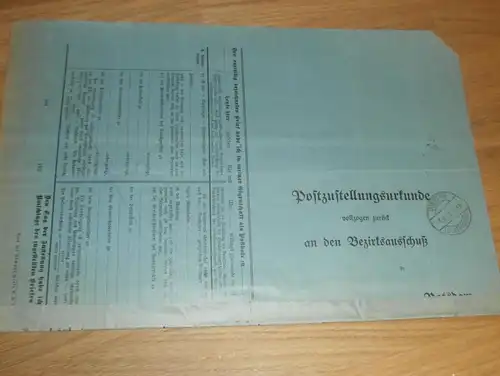 Büdner Adolf Möhl in Jakobshagen , 1929 , Warthe , Templin , Postzustellungsurkunde , Uckermark !!!