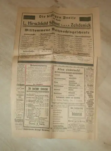Templiner Kreisblatt , 1926 , Templin , Zehdenick , Reklame / Werbung !!!