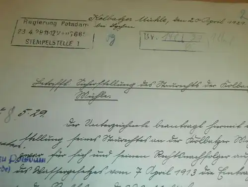Kolbatzer Mühle in Lychen , 1929 , mit Autograph , Regierung Potsdam , Uckermark !!!