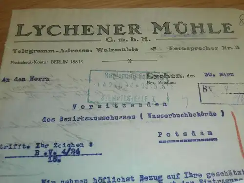 Lychener Mühle , 1926 , Walzmühle Lychen , Lehst-See , Templin , Regierung , Mecklenburg !!!