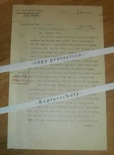 Besitzer Dahms in Hindenburg , 1929 , Templin , viele Stempel , Uckermark !!!