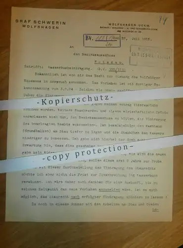 Graf Schwerin in Wolfshagen , 1925 , mit Autograph , Woldegk , Strassburg ,  Mecklenburg !!!