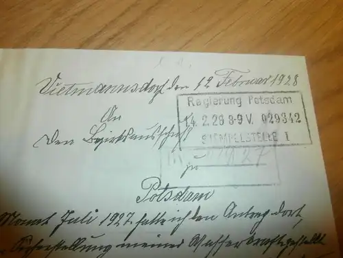 Vietmannsdorf , 1928 , Mühlenbesitzer , mit Autograph , Mühle , Templin ,  Regierung Potsdam , Schorfheide !!!