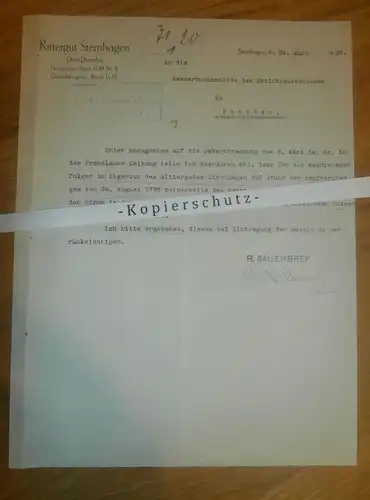 Rittergut Sternhagen , 1920 , mit Autograph R. Sauerbrey , Beenz , Lychen , Regierung !!!