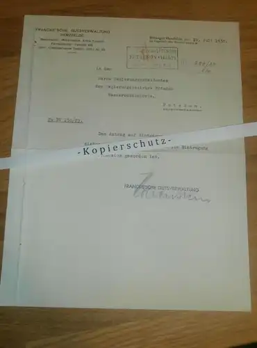 Gutsverwaltung Herzfelde , 1938 , mit Autograph , Mittenwalde , Haßleben , Regierung Potsdam , Templin , Uckermark !!!