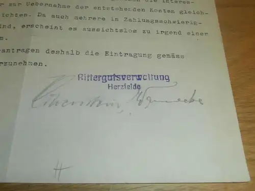 Rittergut Herzfelde , 1932 , mit Autograph , Mittenwalde , Haßleben , Regierung Potsdam , Templin , Uckermark !!!