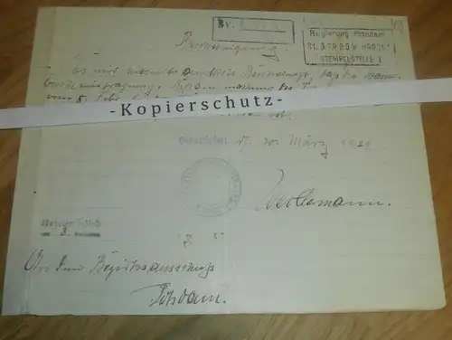Himmelpfort , 1929 , Forst , Wasserbucheintrag , Regierung Potsdam !!!