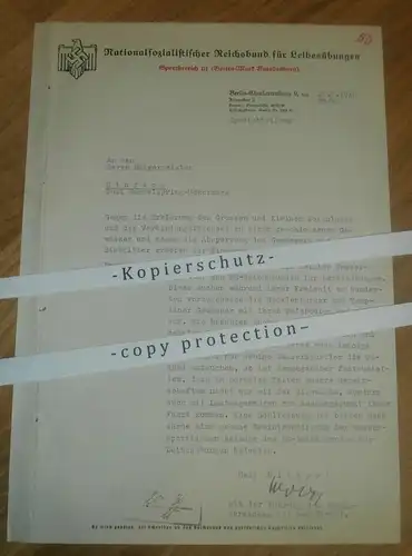 Reichsbund für Leibesübungen , 1940 , Storkow / Post Hammelsspring , Bürgermeister , Wassersport , NSDAP , Uckermark !!!