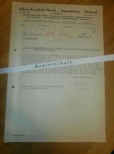 Albert Kronsfoth in Stralsund , 1954 , Wasserwerk Altentreptow , Heizung , Rat der Stadt , Mecklenburg !!!
