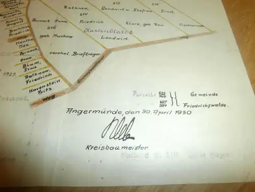 Karte von Friedrichswalde b. Joachimsthal , 1929 , mit Namen / Berufen der Einwohner , extrem rar !! Angermünde , Barnim