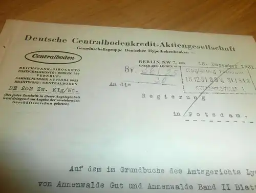 Deutsche Centralbodenkredit AG , 1931 , Gut Annenwalde / Densow , Zwangsversteigerung , Lychen , Templin !!!