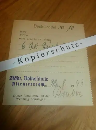 städtische Volksschule Altentreptow , 1943 , Schule , Mecklenburg !!!