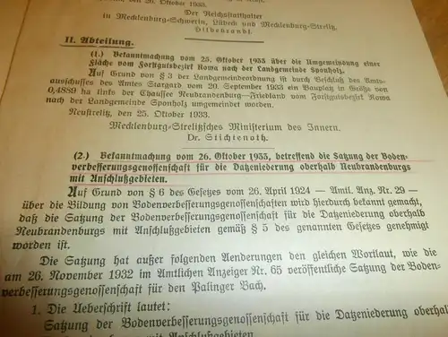 Mecklenburg-Strelitzscher Anzeiger , 1933 , Neustrelitz , Neubrandenburg und Umgebung , Mecklenburg !!!