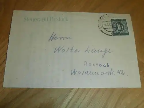 Steueramt Rostock , 1946 , Vermögensteuer , Mecklenburg !!!