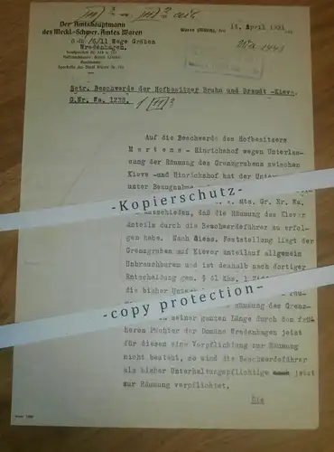 Kieve / Hinrichshof , 1931 , Hofbesitzer Bruhn und Brandt , Wredenhagen , Müritz Ministerium des Innern , Mecklenburg !!