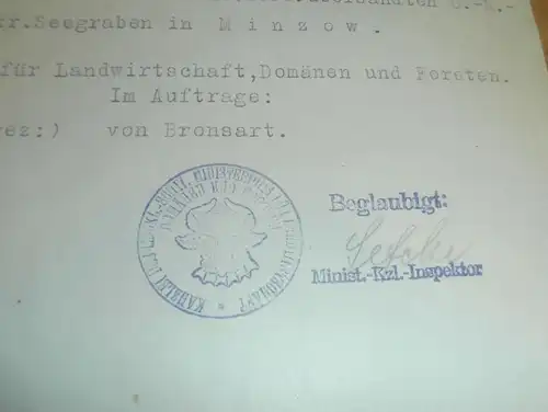 Gemeinde Minzow , 1930 , Amt Waren Müritz , Landwirtschaft , von Bronsart , Ministerium des Innern , Mecklenburg !!!