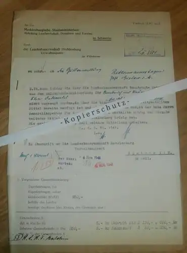 Gutsverwaltung Rittermannshagen / Post Gielow , 1941 , Staatsministerium , Landesbauernschaft ,mit Lageplan, Mecklenburg
