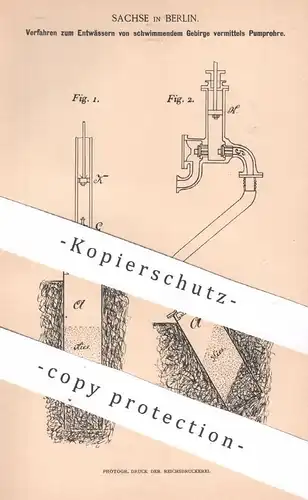 original Patent - Sachse , Berlin , 1893 , Entwässerung | Bergbau , Pumpe , Bergwerk , Gebirge
