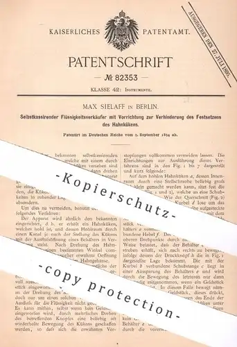 original Patent - Max Sielaff , Berlin , 1894 , Selbstkassierender Flüssigkeitsverkäufer | Getränke - Automat | Kasse