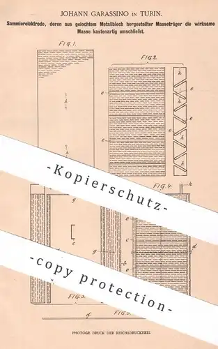 original Patent - Johann Garassino , Turin , Italien , 1900 , Sammlerelektrode | Elektroden | Strom , Elektrik !!