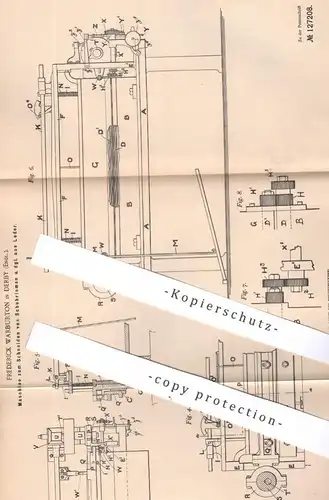 original Patent - Frederick Warburton , Derby , England , 1900 , Schneiden von Schuhriemen , Leder , Riemen | Schuster !