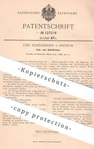original Patent - Carl Scheuermann , Bochum , 1901 , Riemen zum Polieren o. Schleifen | Politur | Leder , Lederriemen