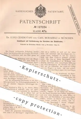 original Patent - Dr. Luigi Cerebotani , Carl Moradelli , München , 1899 , Schaltwerk | Schaltrad , Schaltung , Motor !!
