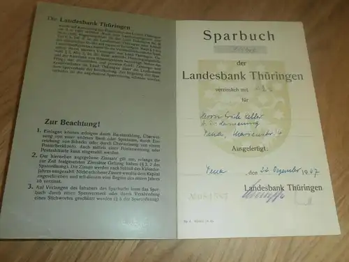 altes Sparbuch Jena , 1947 , Erich Keller , Sparkasse , Bank !!!