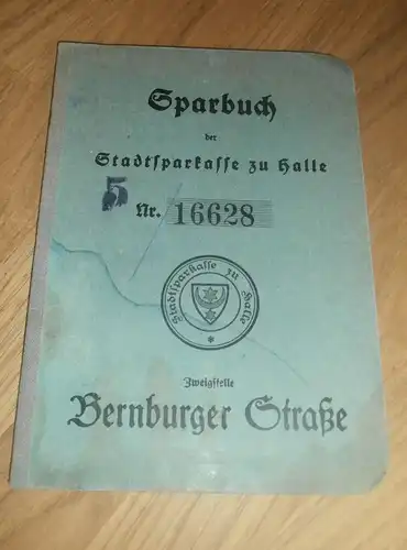 altes Sparbuch Halle / Bernburger Straße , 1941 - 1944 , Christel Junge , Sparkasse , Bank !!!