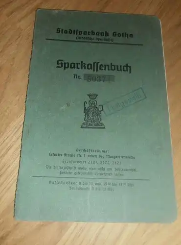 altes Sparbuch Gotha , 1942 - 1946 , Ruth Kühlbusch geb. Grützemann , Sparkasse , Bank !!!