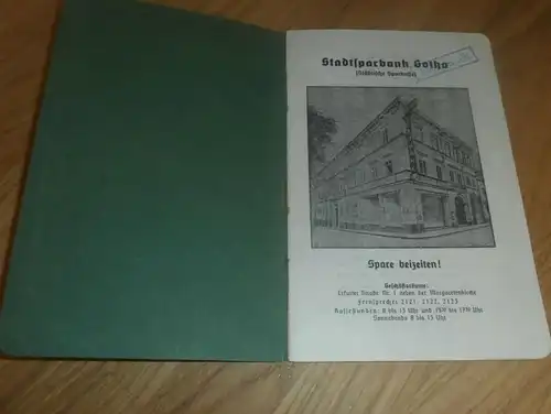 altes Sparbuch Gotha , 1942 - 1946 , Ruth Kühlbusch geb. Grützemann , Sparkasse , Bank !!!