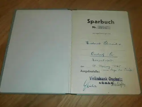 altes Sparbuch Oschatz , 1945 , Michael Schneider , Sparkasse , Bank !!!