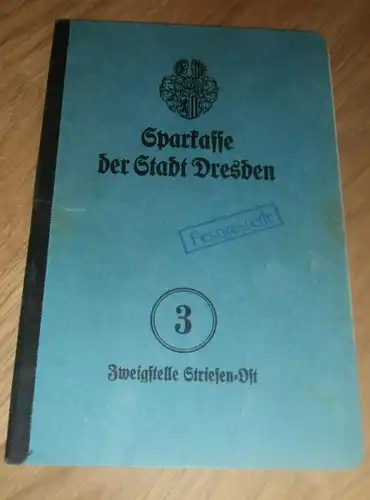 altes Sparbuch Dresden Striesen , 1929 - 1945 , Werner Schlegel , Sparkasse , Bank !!!
