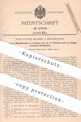 original Patent - John Potter Murphy , Philadelphia , USA , 1899 , Motorfahrzeug | Motor , Kolben , Getriebe | Automobil
