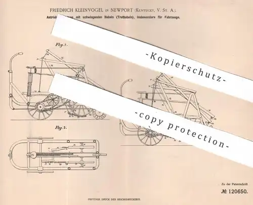 original Patent - Friedrich Kleinvogel , Newport , Kentucky , USA , 1899 , Antrieb f. Fahrzeuge | Kurbel , Hebel , Pedal