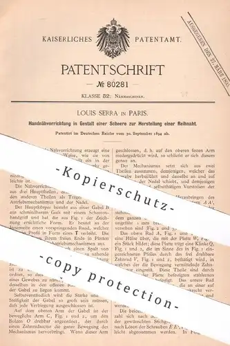 original Patent - Louis Serra , Paris , Frankreich , 1894 , Schere für Reihnaht | Nähen , Nähmaschine , Schneiderei !!