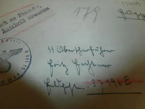SS Oberscharführer , 1944 , Feldpostnummer 37196 E , Brief mit Inhalt , Neidenburg , Dölsach , ZURÜCK !!!