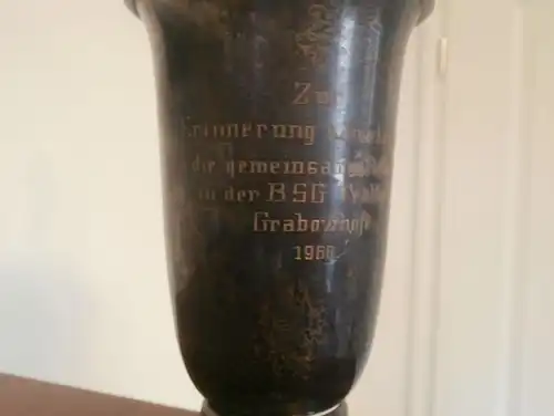 alter Fußball Pokal BSG Traktor Grabowhöfe 1966 , bei Waren Müritz , Vielist , Fussball , Mecklenburg !!!