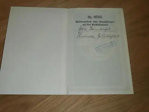 altes Sparbuch Ringia Erfurt , 1939 , Ella Krumbiegel , Hannover , Sparkasse , Bank !!!