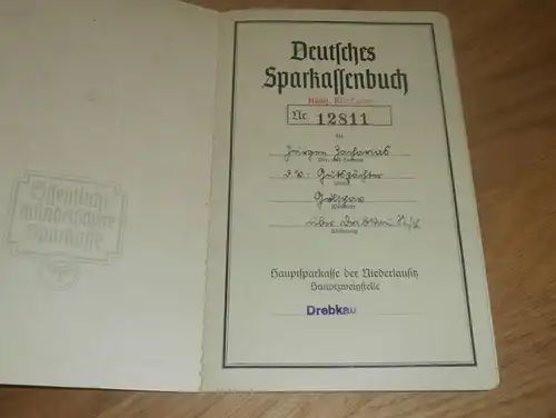 altes Sparbuch Golschow b. Drebkau , 1940 - 1945 , Gutspächter , Gutshaus , Sparkasse , Bank !!!