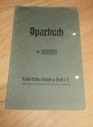 altes Sparbuch Forst i. Lausitz , 1939 - 1943 ,  Charlotte Vollmer geb. Schöneich , Kontoristin , Sparkasse , Bank !!!