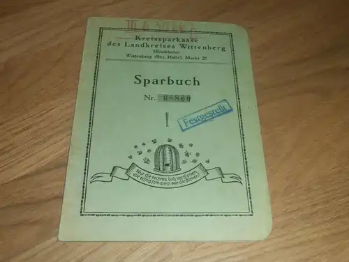 altes Sparbuch Wittenberg , 1932 - 1943 , Walter Maiwald , Apotheke , Sparkasse , Bank !!!