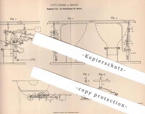 original Patent - Otto Ehrike , Berlin , 1894 , Regelbare Spülung für Aborte  | Abort , WC , Toilette | Klempner