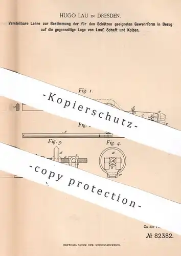original Patent - Hugo Lau , Dresden 1894 , Bestimmung passender Gewehrform | Gewehr , Waffen , Geschütz | Büchsenmacher