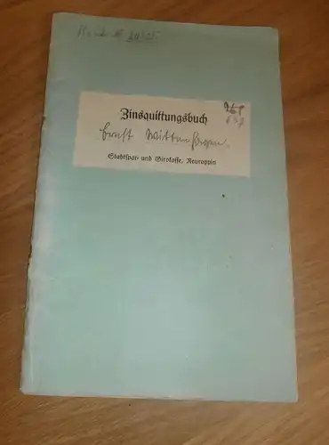 altes Sparbuch Neuruppin , 1941 - 1950 , Sparkasse , Bank !!!