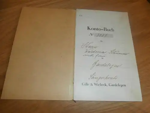 altes Sparbuch Gardelegen , 1930 - Juni 1945 , Waldemar Schumm und Frau , Gille & Wiebeck , Sparkasse , Bank !!!