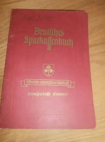 altes Sparbuch Lüssow / Kr. Grimmen , 1942 - 1944 , Karl Wolf , Landwirt in Lüssow , Greifswald , Mecklenburg Sparkasse