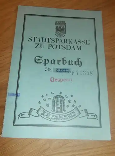 altes Sparbuch Potsdam , 1935 - 1944 , Bruno Nagel in Bornim , Sparkasse , Bank !!!