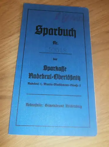 altes Sparbuch Radebeul / Oberlößnitz , 1938 - 1944 , Wilhelm Heisler , Reichenberg , Dresden , Sparkasse , Bank !!!