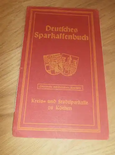 altes Sparbuch Köthen , 1948 - 1955 , Theodor Scholz in Köthen , b. Dürschmid , Sparkasse , Bank !!!